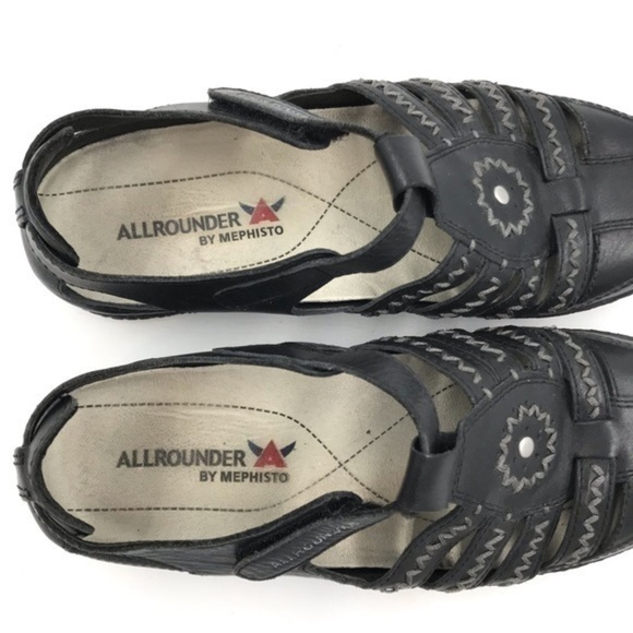 Allrounders by Mephisto Galina Black Leather Fisherman Sandals Size 7.5 - Picture 6 of 9